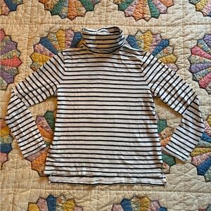 Madewell White/Navy Striped Long-Sleeve Lightweight Turtleneck Size Small